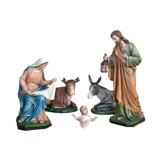 Crèche de Noël en résine composée de 5 santons de 100 cm
