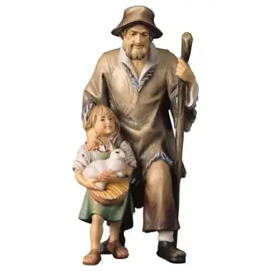 Personnages de crèche Pastorale (15cm) Berger avec enfant