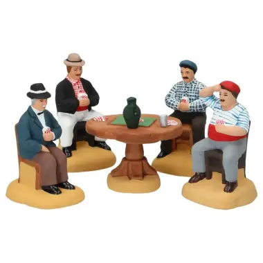 Décor pour santons de Provence - 4 Joueurs de cartes + table