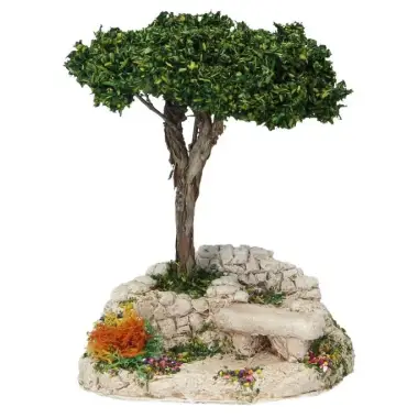 Decor voor santons de Provence Bank met boom