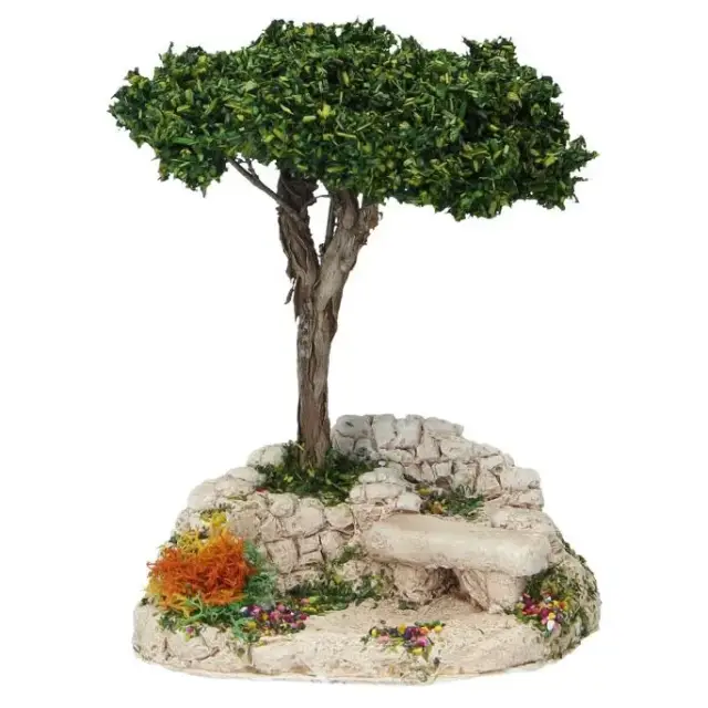 Décor pour santons de Provence Banc sous pin parasol