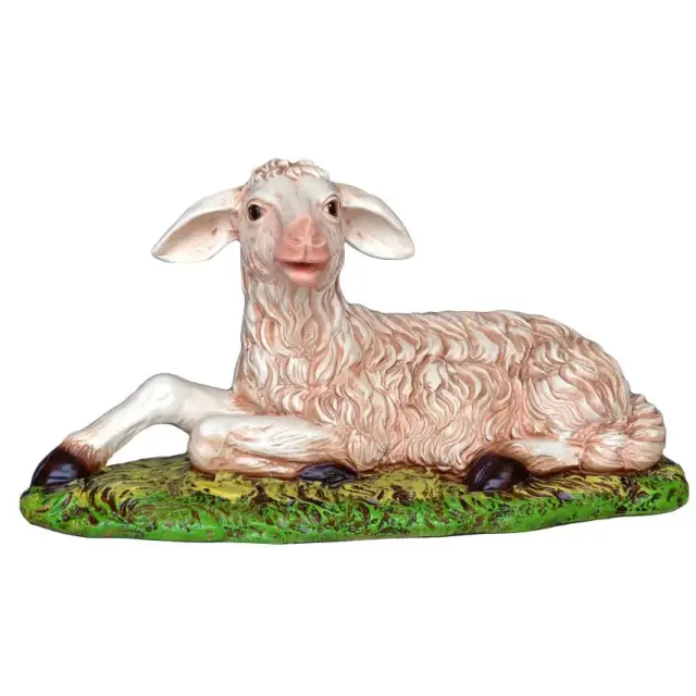 Lamb seated in resin 27x50 cm for nativity set of 160 cm