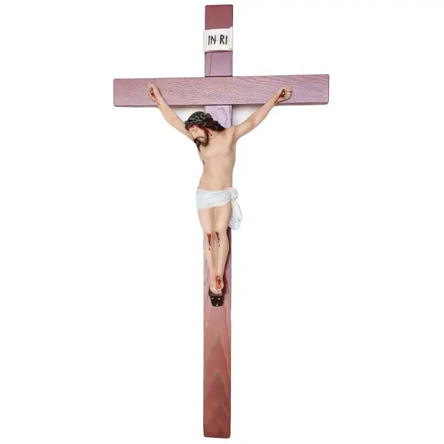 Beeld Jezus 50 cm aan het kruis 100 x 50 cm in hars