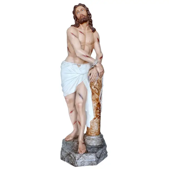 Beeld Christus geboeid 180 cm in glasvezel