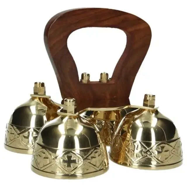 Clochette liturgique 4 tons Manche en bois