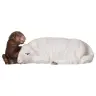 Houtsnijwerk schaap met bruin lammetje liggend voor kerstfiguren van 16 cm gekleurd