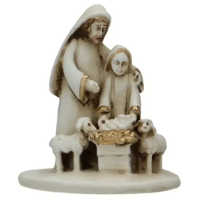 Nativity alabaster decorated (6x5x4,5 cm)