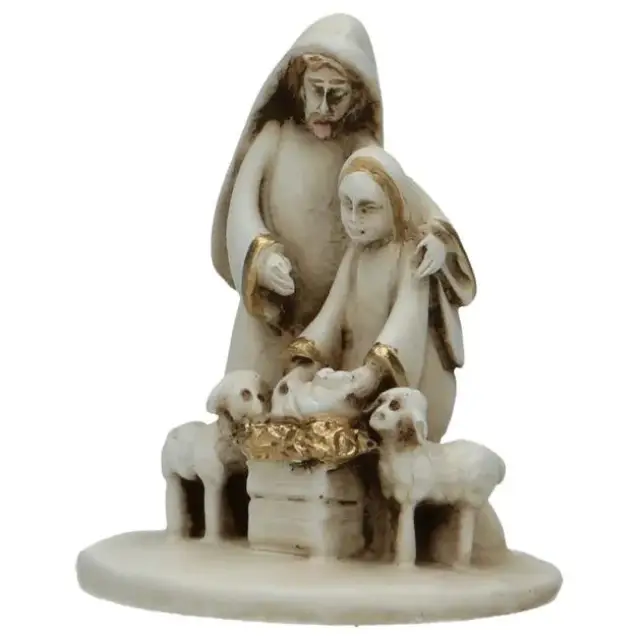 Nativity alabaster decorated (6x5x4,5 cm)