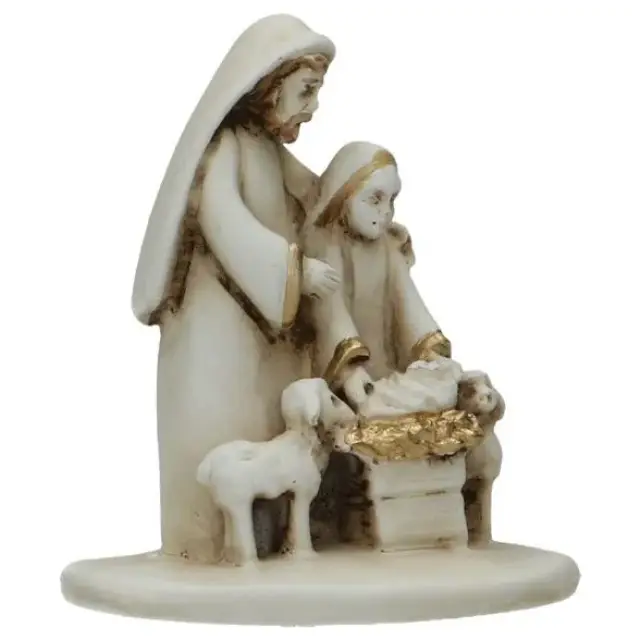 Nativity alabaster decorated (6x5x4,5 cm)