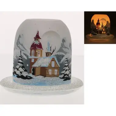 Kerstcandelaar witte + theelichtje 12 Cm
