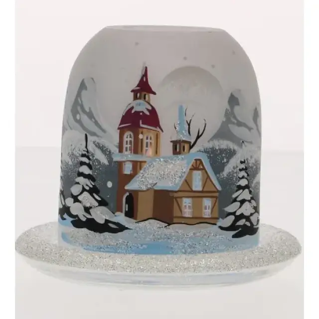 Christmas candle holder white + candle 12 cm