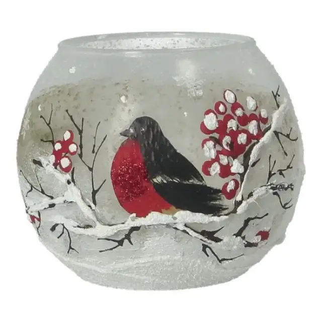 Tealight Glass RougeGorge 12 Cm