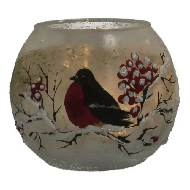 Tealight Glass RougeGorge 12 Cm