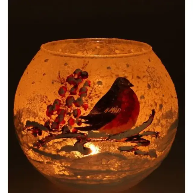 Tealight Glass RougeGorge 12 Cm