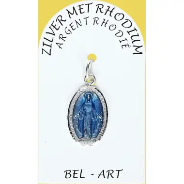 Médaille Argent Rhodié - Miraculeuse - 20 mm - Email Bleu