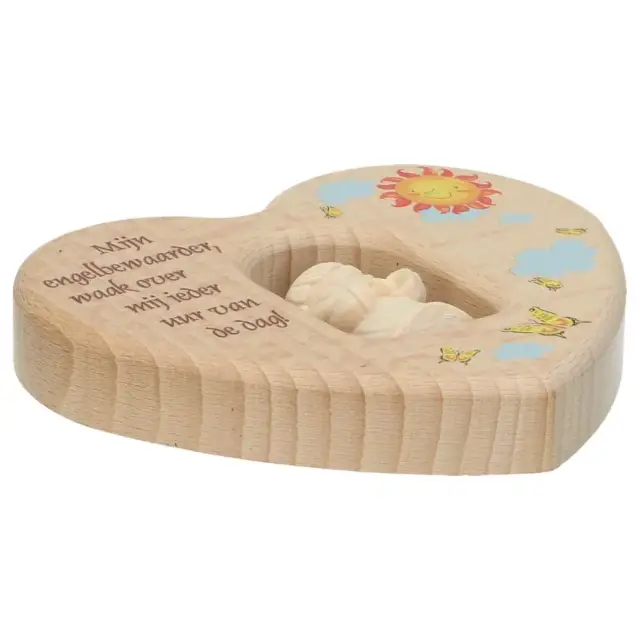 Hart in natuurhout - 12 cm - Mijn engelbewaarder