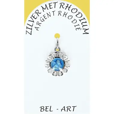 Médaille Argent Rhodié - Ange 13 mm - Email bleu