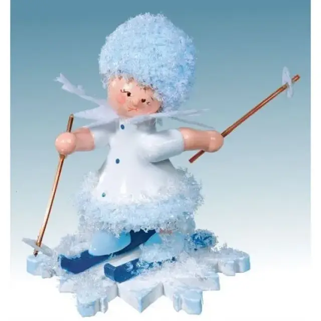 Flocon De Neige-Bois 5.7 Cm Avec Ski