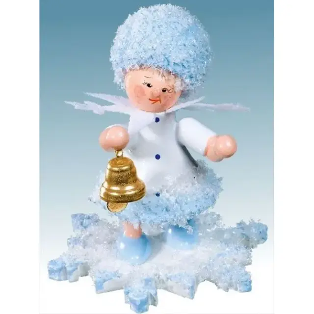 Flocon De Neige-Bois 5.7 Cm Avec Cloche
