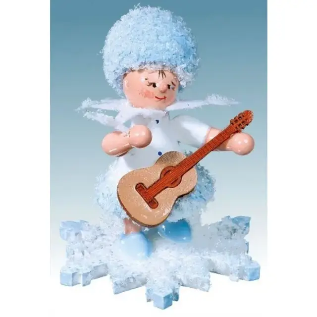 Flocon De Neige-Bois 5.7 Cm Avec Guitare