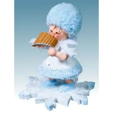 Flocon De Neige-Bois 5.7 Cm Avec Flûte De Pan