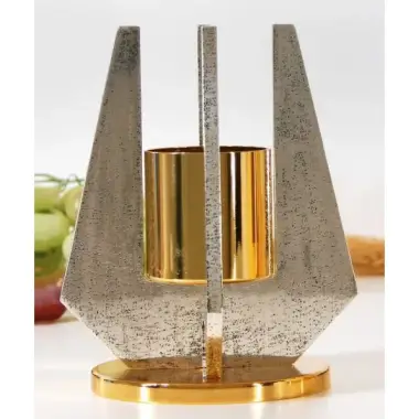 Bougeoir Base Diam 9 Cm H 15 Cm Diam Bougie 5 Cm Bi-Couleur