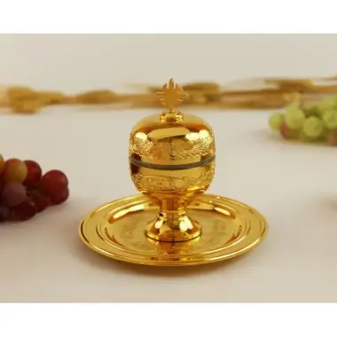 1 Ampoule Pour Huile Sainte Chr D 15 Cm Doré
