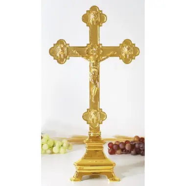 Croix Sur Base H 50 Cm Doré