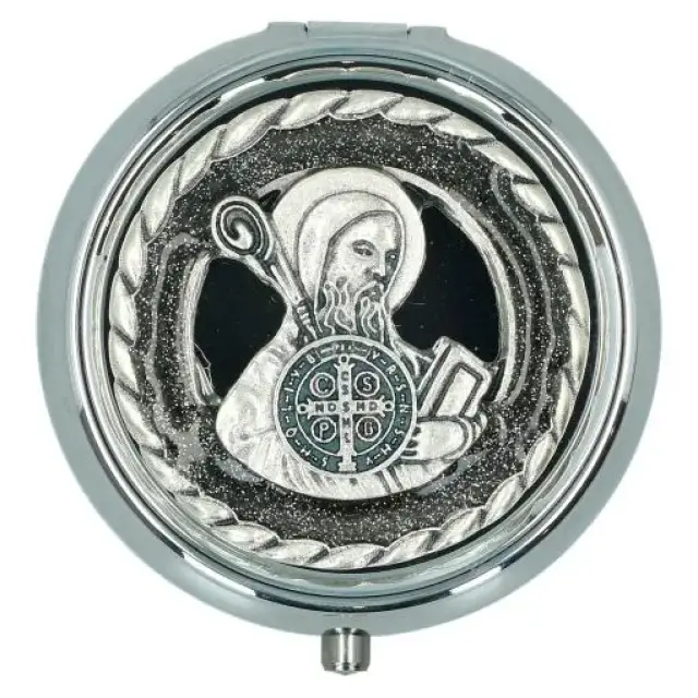 Chapelet St Benoît + Boîte métal émail noir