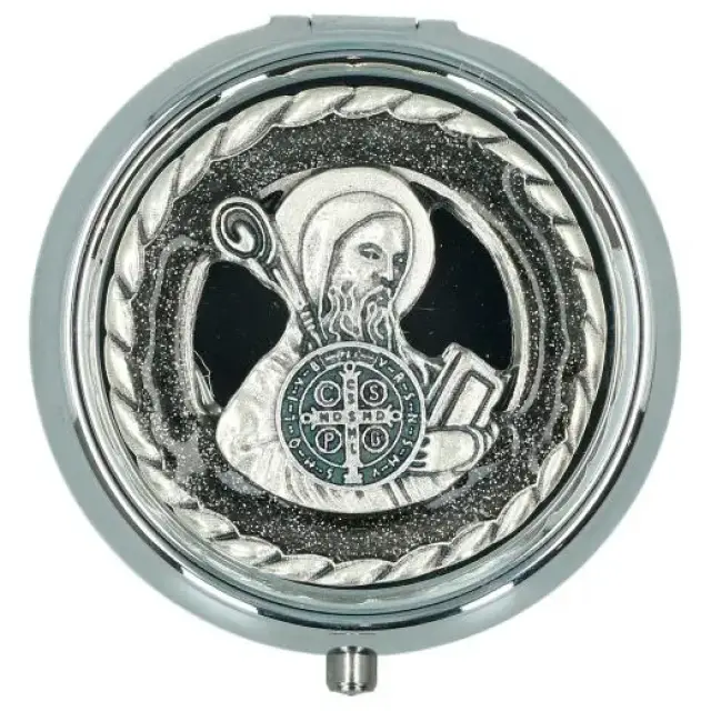 Chapelet St Benoît + Boîte métal émail noir
