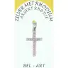 Croix Argent Rhodié - Strass roses 20 X 13 mm