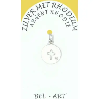 Médaillon croix ajourée avec strass en argent rhodié
