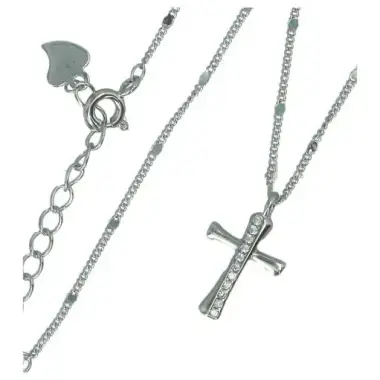 Chaine + croix en argent rhodié