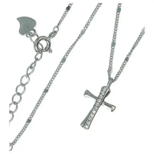 Chaine + croix en argent rhodié