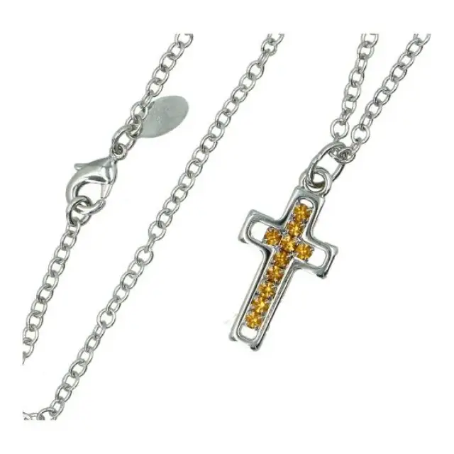 Pendentif Croix ocre + Chaine 50 cm