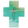 Croix murale verre 11,5 x 14,5 cm Corps en métal
