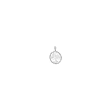 Médaillon arbre de vie or blanc 9 carats 12 mm 1.2gr