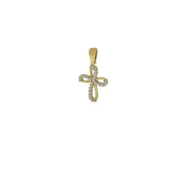 Croix or 9 carats avec strass 15 mm 0.9 gr