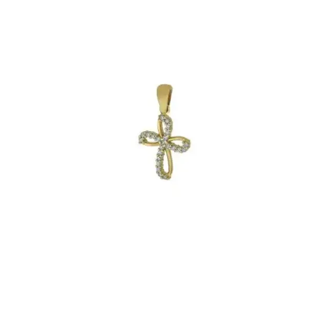 9 karaats goud kruisje met strass steentjes 15 mm 0.9 gr