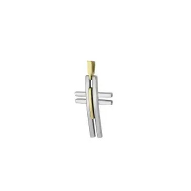 Croix moderne bi-colore or 9 carats 25 mm 2.40 gr
