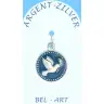 Médaille argent - Colombe de la Paix - 18 mm Email bleu