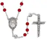 Chapelet grains rouge 6 mm + Christ Miséricordieux