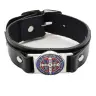 Zwart lederen armband met H. Benedictus gekleurd medaille