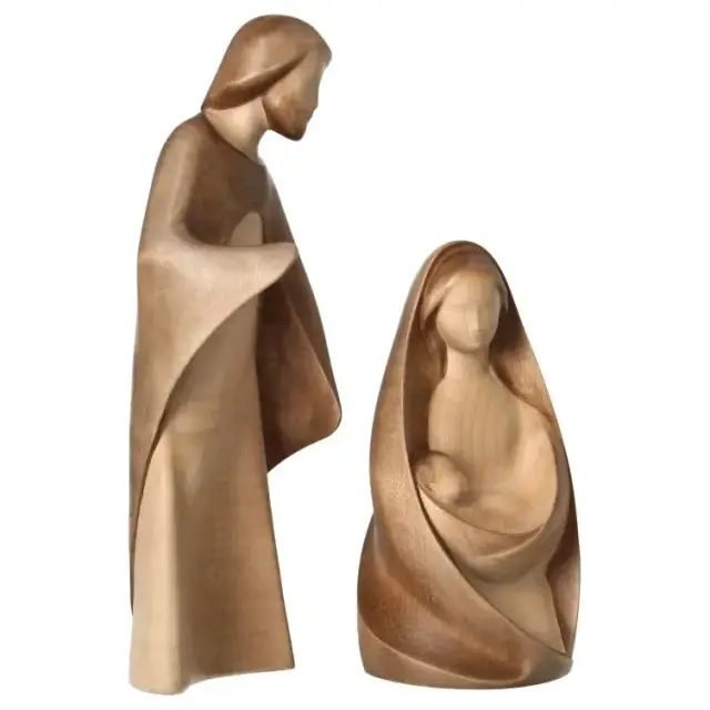 Sainte Famille de 23 cm en bois sculpté - Tons bois