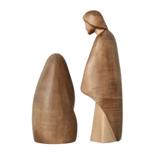 Sainte Famille de 23 cm en bois sculpté - Tons bois