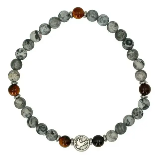Bracelet sur élastique Jaspe et oeil de tigre 8 mm