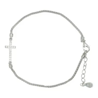 Bracelet avec croix en argent rhodié
