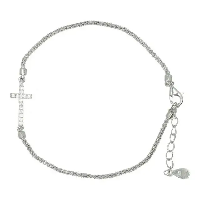 Armband met kruis in gerhodineerd zilver