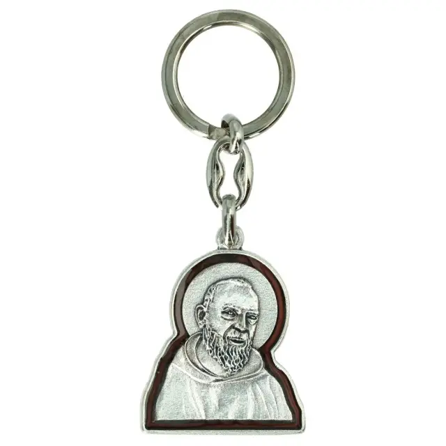 Porte-Clefs - St Padre Pio Email brun