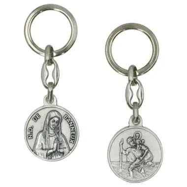 Porte-Clefs N.D. de Banneux / St Christophe Métal argté